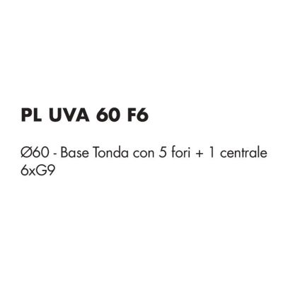 UVA PLAFONIERA 6 LUCI D60 CM CON SFERE IN VETRO IRIDESCENTE E BASE IN 4 COLORI LAMPADINE ATTACCO G9 MODERNA