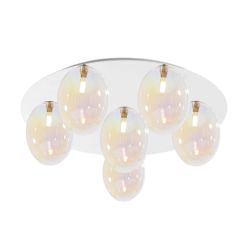 UVA PLAFONIERA 6 LUCI D60 CM CON SFERE IN VETRO IRIDESCENTE E BASE IN 4 COLORI LAMPADINE ATTACCO G9 MODERNA 2