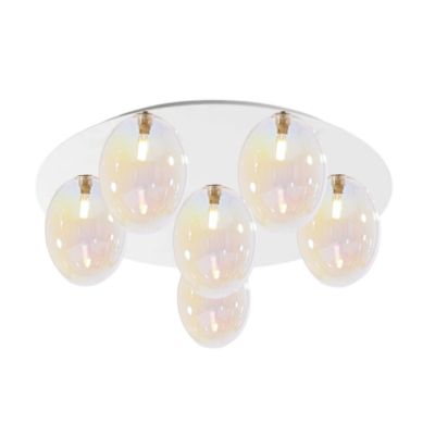 UVA PLAFONIERA 6 LUCI D60 CM CON SFERE IN VETRO IRIDESCENTE E BASE IN 4 COLORI LAMPADINE ATTACCO G9 MODERNA