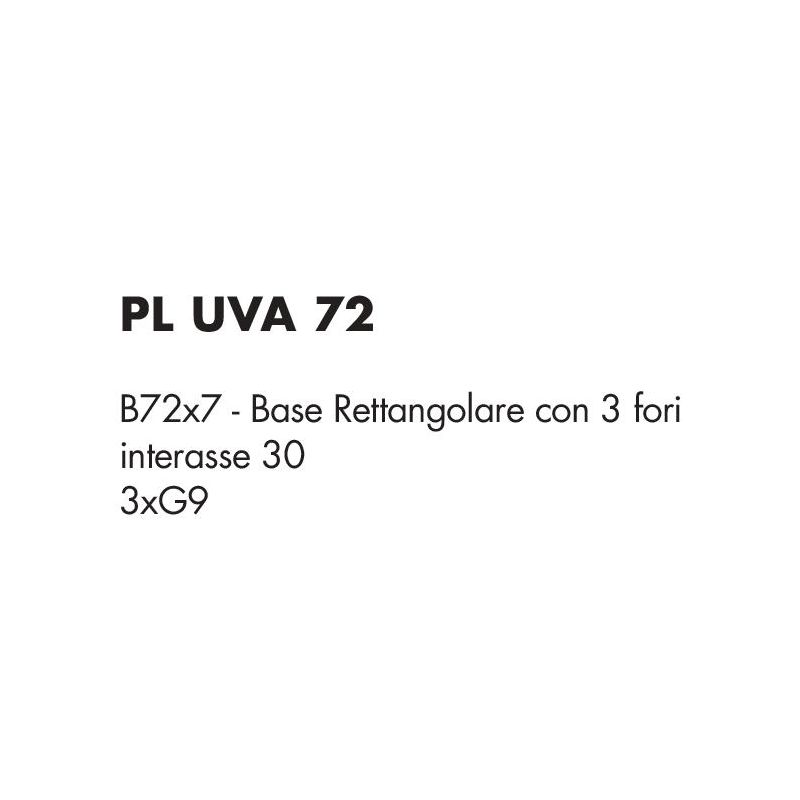 UVA PLAFONIERA LINEARE 3 LUCI L72 CM CON SFERE IN VETRO IRIDESCENTE E BASE IN 4 COLORI LAMPADINE ATTACCO G9