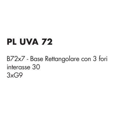 UVA PLAFONIERA LINEARE 3 LUCI L72 CM CON SFERE IN VETRO IRIDESCENTE E BASE IN 4 COLORI LAMPADINE ATTACCO G9