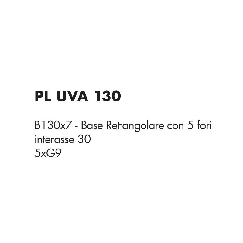 UVA PLAFONIERA LINEARE 5 LUCI L130 CM CON SFERE IN VETRO IRIDESCENTE E BASE IN 4 COLORI LAMPADINE ATTACCO G9