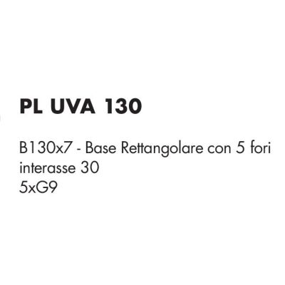 UVA PLAFONIERA LINEARE 5 LUCI L130 CM CON SFERE IN VETRO IRIDESCENTE E BASE IN 4 COLORI LAMPADINE ATTACCO G9