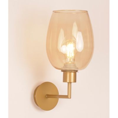PAGODA APPLIQUE CON SFERA IN VETRO AMBRA E MONTATURA IN METALLO 4 COLORI LAMPADINA ATTACCO E27 MODERNA