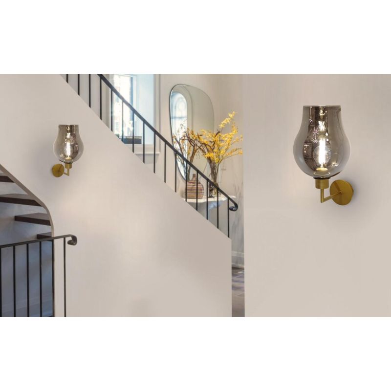 PAGODA APPLIQUE CON SFERA IN VETRO AMBRA E MONTATURA IN METALLO 4 COLORI LAMPADINA ATTACCO E27 MODERNA