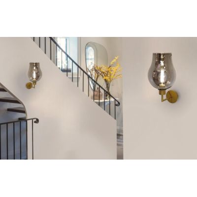 PAGODA APPLIQUE CON SFERA IN VETRO AMBRA E MONTATURA IN METALLO 4 COLORI LAMPADINA ATTACCO E27 MODERNA