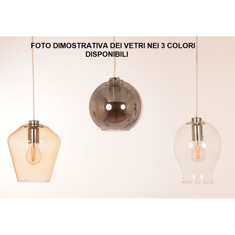 PAGODA APPLIQUE CON SFERA IN VETRO AMBRA E MONTATURA IN METALLO 4 COLORI LAMPADINA ATTACCO E27 MODERNA