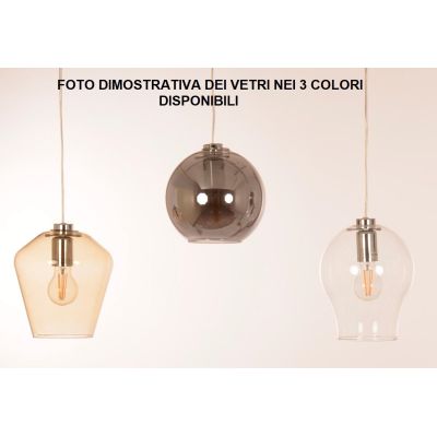PAGODA APPLIQUE CON SFERA IN VETRO AMBRA E MONTATURA IN METALLO 4 COLORI LAMPADINA ATTACCO E27 MODERNA
