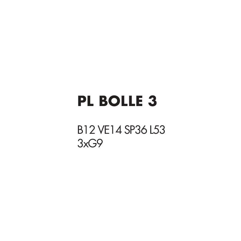 BOLLE 3 LAMPADA DA PARETE O SOFFITTO MODERNA IN METALLO NERO O ORO CON 3 SFERE IN VETRO