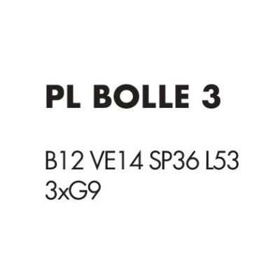 BOLLE 3 LAMPADA DA PARETE O SOFFITTO MODERNA IN METALLO NERO O ORO CON 3 SFERE IN VETRO