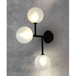 BOLLE 3 LAMPADA DA PARETE O SOFFITTO MODERNA IN METALLO NERO O ORO CON 3 SFERE IN VETRO 2