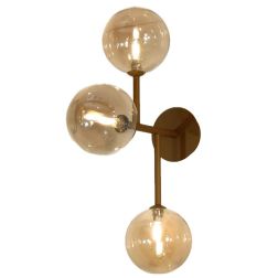 BOLLE 3 LAMPADA DA PARETE O SOFFITTO MODERNA IN METALLO NERO O ORO CON 3 SFERE IN VETRO
