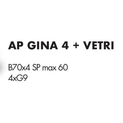 GINA APPLIQUE 4 LUCI CON BRACCI FLESSIBILI CROMO O NICHEL CON SFERE IN VETRO COLORATO LAMPADINE ATTACCO G9