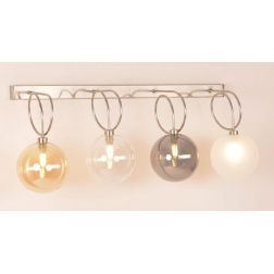 GINA APPLIQUE 4 LUCI CON BRACCI FLESSIBILI CROMO O NICHEL CON SFERE IN VETRO COLORATO LAMPADINE ATTACCO G9