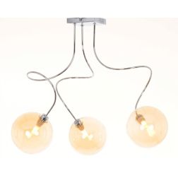 GINA PLAFONIERA 3 LUCI CON BRACCI FLESSIBILI CROMO O NICHEL CON SFERE IN VETRO 4 COLORI LAMPADINE ATTACCO G9