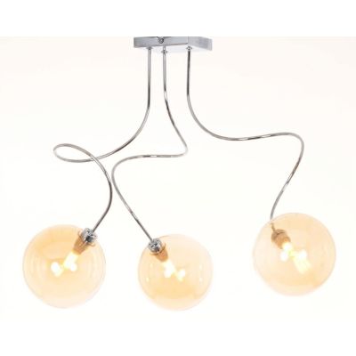 GINA PLAFONIERA 3 LUCI CON BRACCI FLESSIBILI CROMO O NICHEL CON SFERE IN VETRO 4 COLORI LAMPADINE ATTACCO G9
