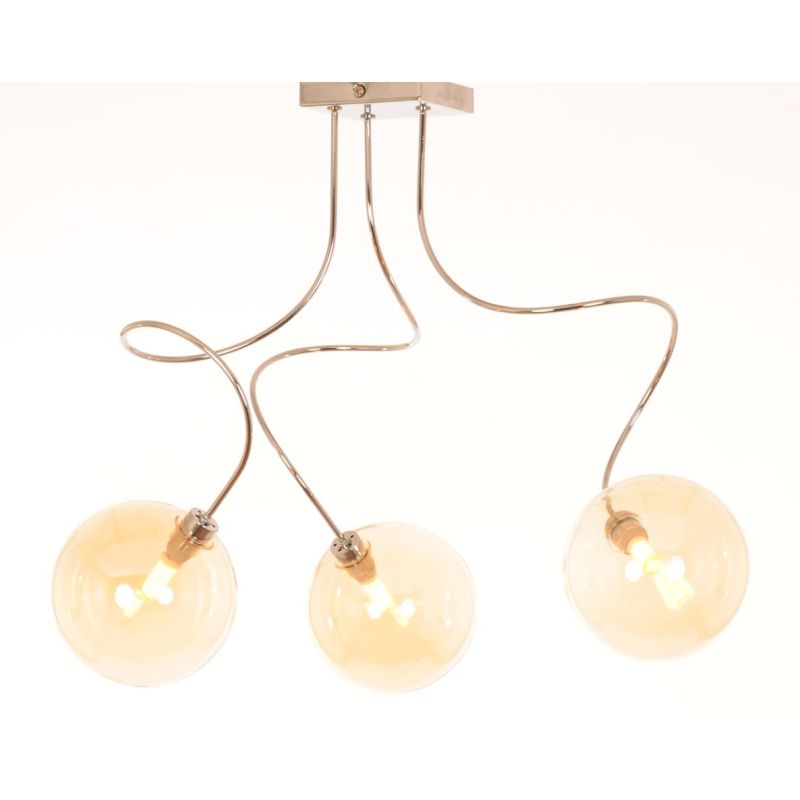 GINA PLAFONIERA 3 LUCI CON BRACCI FLESSIBILI CROMO O NICHEL CON SFERE IN VETRO 4 COLORI LAMPADINE ATTACCO G9