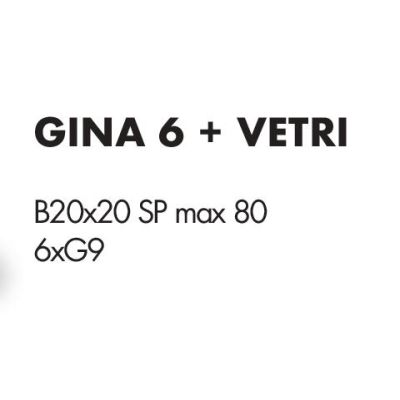 GINA PLAFONIERA 6 LUCI CON BRACCI FLESSIBILI CROMO O NICHEL CON SFERE IN VETRO COLORATO LAMPADINE ATTACCO G9