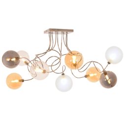 GINA PLAFONIERA 9 LUCI CON BRACCI FLESSIBILI CROMO O NICHEL CON SFERE IN VETRO COLORATO LAMPADINE ATTACCO G9