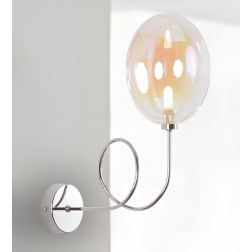 GINA UVA APPLIQUE CON BRACCIO FLESSIBILE ORIENTABILE SFERA IN VETRO IRIDESCENTE LAMPADINA ATTACCO G9 MODERNA