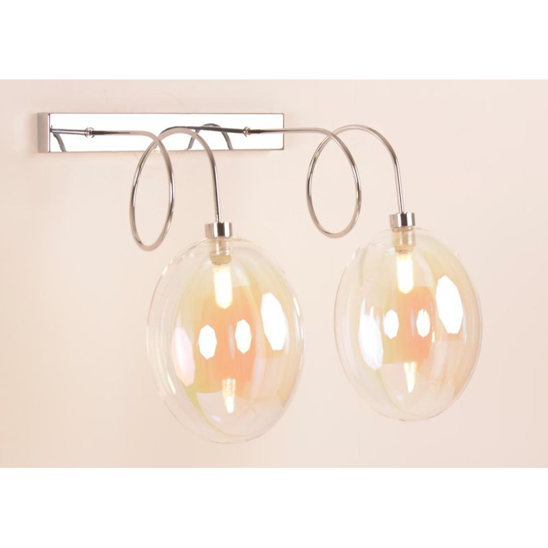 GINA UVA APPLIQUE 2 LUCI CON BRACCI FLESSIBILI CON SFERE IN VETRO IRIDESCENTE LAMPADINE ATTACCO G9 MODERNA