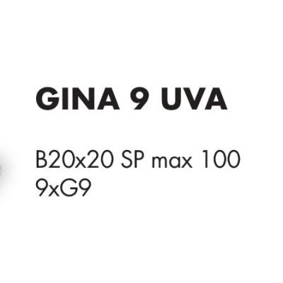 GINA UVA PLAFONIERA 9 LUCI CON BRACCI FLESSIBILI CROMO O NICHEL CON SFERE IN VETRO IRIDESCENTE LAMPADINE ATTACCO G9