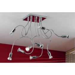 GINEVRA 9 FLEX LED PLAFONIERA CON BRACCI FLESSIBILI IN METALLO CROMATO Illuminando - Cristalensi Shop Online
