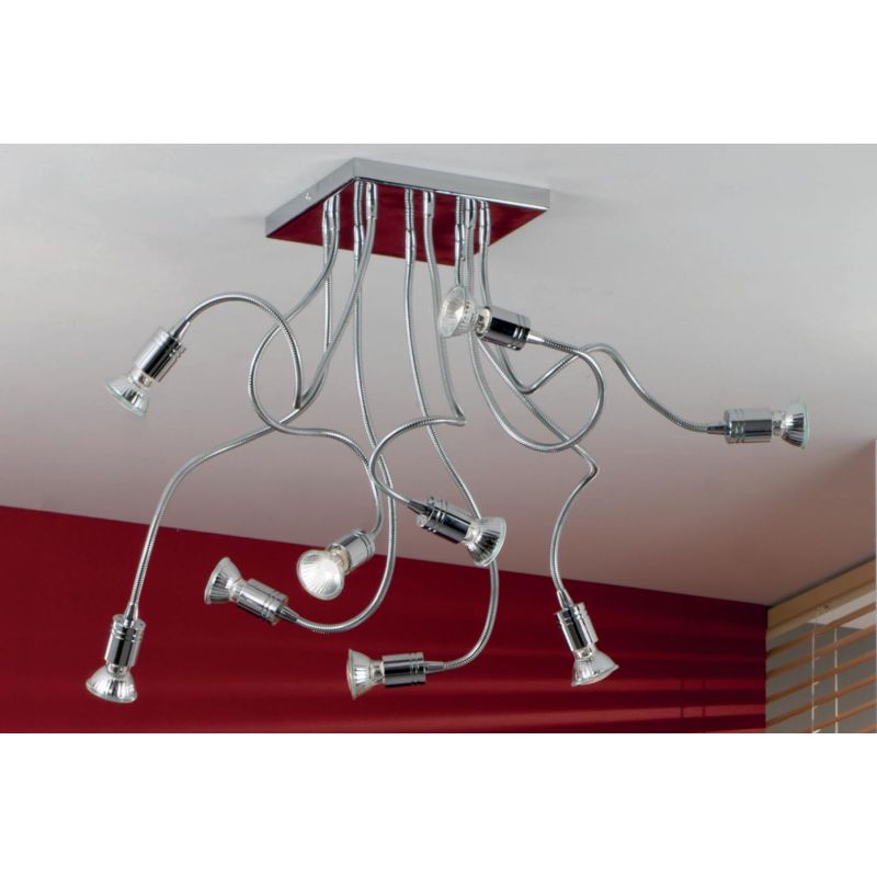 GINEVRA 9 FLEX LED PLAFONIERA CON BRACCI FLESSIBILI IN METALLO CROMATO Illuminando - Cristalensi Shop Online