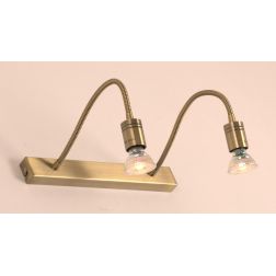 FRIDA APPLIQUE 2 LUCI IN METALLO BRUNITO CON BRACCI FLESSIBILI E LAMPADINE GU10 LED 5,5W INCLUSE 2
