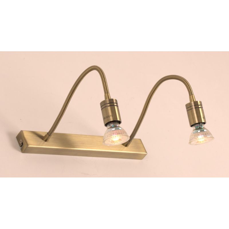 FRIDA APPLIQUE 2 LUCI IN METALLO BRUNITO CON BRACCI FLESSIBILI E LAMPADINE GU10 LED 5,5W INCLUSE