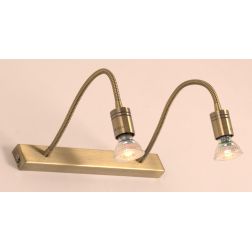 FRIDA APPLIQUE 2 LUCI IN METALLO BRUNITO CON BRACCI FLESSIBILI E LAMPADINE GU10 LED 5,5W INCLUSE