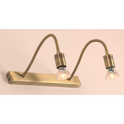 FRIDA APPLIQUE 2 LUCI IN METALLO BRUNITO CON BRACCI FLESSIBILI E LAMPADINE GU10 LED 5,5W INCLUSE