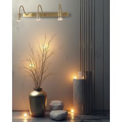 FRIDA APPLIQUE 3 LUCI IN METALLO BRUNITO CON BRACCI FLESSIBILI E LAMPADINE GU10 LED 5,5W INCLUSE 2