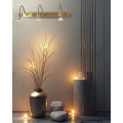 FRIDA APPLIQUE 3 LUCI IN METALLO BRUNITO CON BRACCI FLESSIBILI E LAMPADINE GU10 LED 5,5W INCLUSE