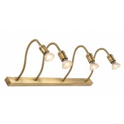 FRIDA LAMPADA DA PARETE 4 LUCI IN METALLO BRUNITO CON BRACCI FLESSIBILI E LAMPADINE GU10 LED 5,5W INCLUSE 2
