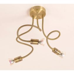 FRIDA PLAFONIERA 3 LUCI IN METALLO BRUNITO CON BRACCI FLESSIBILI E LAMPADINE GU10 LED 5,5W INCLUSE 2