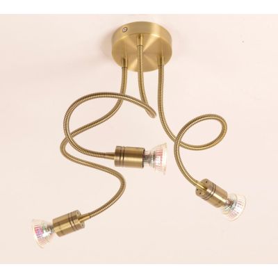 FRIDA PLAFONIERA 3 LUCI IN METALLO BRUNITO CON BRACCI FLESSIBILI E LAMPADINE GU10 LED 5,5W INCLUSE