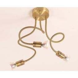 FRIDA PLAFONIERA 3 LUCI IN METALLO BRUNITO CON BRACCI FLESSIBILI E LAMPADINE GU10 LED 5,5W INCLUSE