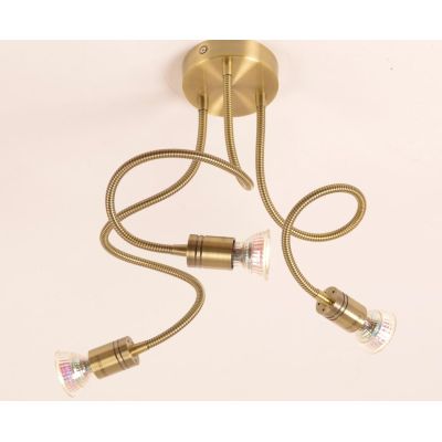FRIDA PLAFONIERA 3 LUCI IN METALLO BRUNITO CON BRACCI FLESSIBILI E LAMPADINE GU10 LED 5,5W INCLUSE