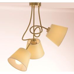 FRIDA SOFT PLAFONIERA 3 LUCI PARALUMI IN PERGAMENA, BRACCI FLESSIBILI IN METALLO BRUNITO LAMPADINE ATTACCO E27