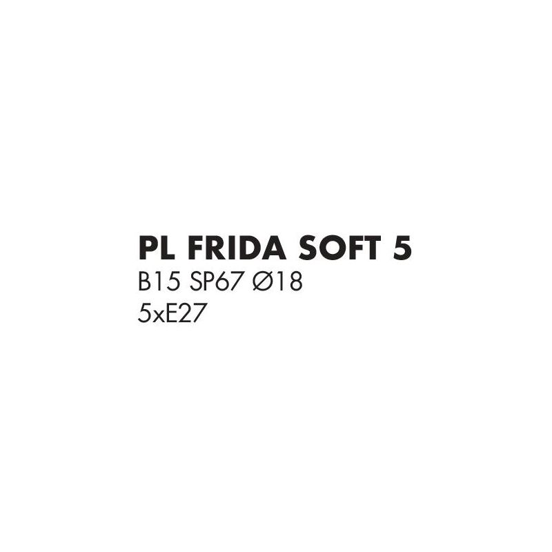 FRIDA SOFT PLAFONIERA 5 LUCI PARALUMI IN PERGAMENA, BRACCI FLESSIBILI IN METALLO BRUNITO LAMPADINE ATTACCO E27