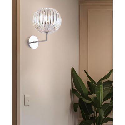 SCINTILLA LAMPADA DA PARETE CROMO DIFFUSORE IN ACRILICO TRASPARENTE MODERNA LAMPADINA ATTACCO E27