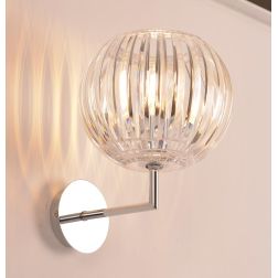 SCINTILLA LAMPADA DA PARETE CROMO DIFFUSORE IN ACRILICO TRASPARENTE MODERNA LAMPADINA ATTACCO E27