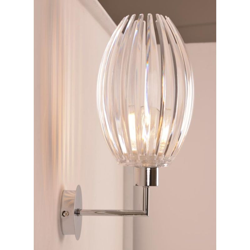 SCINTILLA LAMPADA DA PARETE OVALE CROMO DIFFUSORE IN ACRILICO TRASPARENTE MODERNA LAMPADINA ATTACCO E27