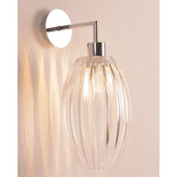 SCINTILLA LAMPADA DA PARETE OVALE CROMO DIFFUSORE IN ACRILICO TRASPARENTE MODERNA LAMPADINA ATTACCO E27 2