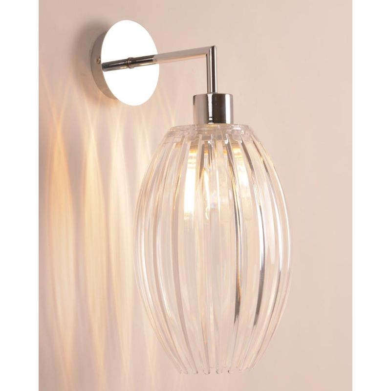 SCINTILLA LAMPADA DA PARETE OVALE CROMO DIFFUSORE IN ACRILICO TRASPARENTE MODERNA LAMPADINA ATTACCO E27