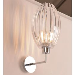 SCINTILLA LAMPADA DA PARETE OVALE CROMO DIFFUSORE IN ACRILICO TRASPARENTE MODERNA LAMPADINA ATTACCO E27