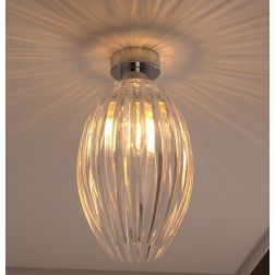 SCINTILLA PLAFONIERA OVALE IN ACRILICO TRASPARENTE E METALLO CROMO MODERNA LAMPADINA ATTACCO E27