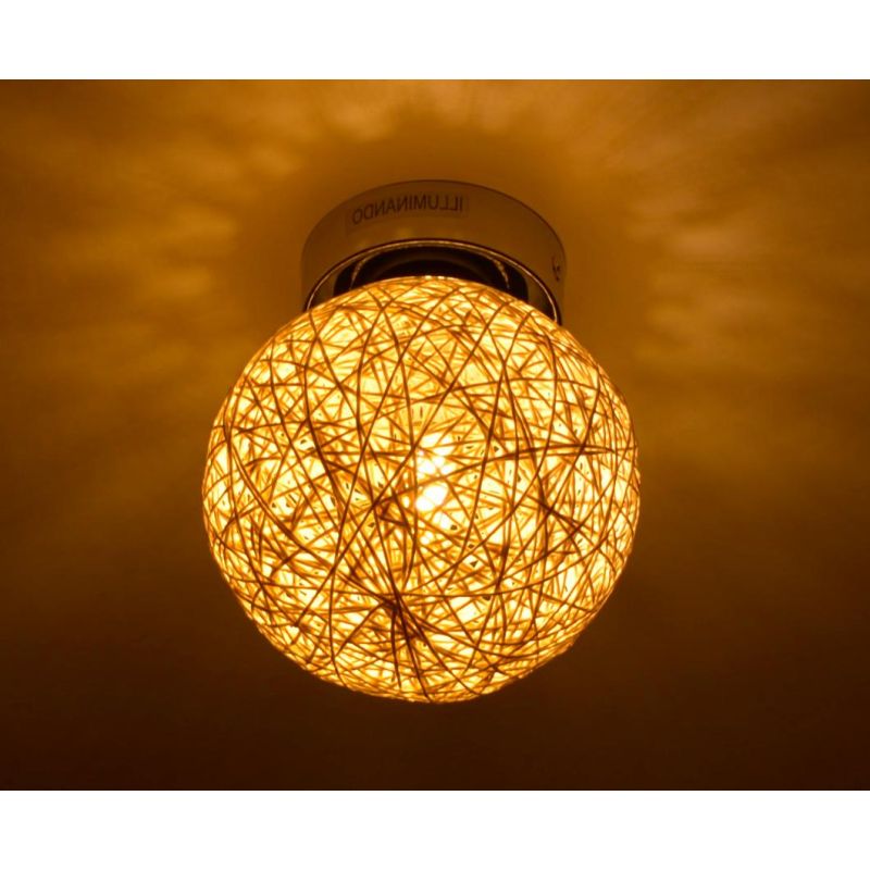 NIDO GRANDE PLAFONIERA IN CORDA INCOLLATA BIANCA DIAMETRO 35 CM DI ILLUMINADO Illuminando - Cristalensi Shop Online