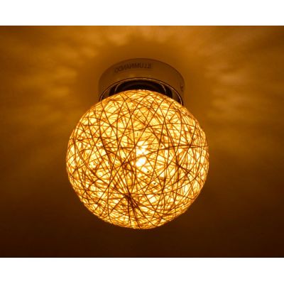 NIDO GRANDE PLAFONIERA IN CORDA INCOLLATA BIANCA DIAMETRO 35 CM DI ILLUMINADO Illuminando - Cristalensi Shop Online